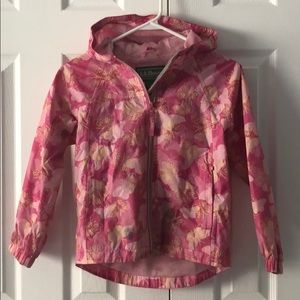 LL BEAN GIRLS PINK BUTTERFLY RAIN JACKET